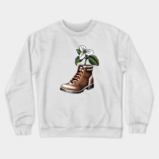 Hiking boot and trillium Crewneck Sweatshirt